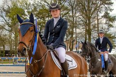 Vicky van de Poel (Belgien) Demoiselle de la Pomme wins the EY-Cup Grand Prix Lanaken 1m45